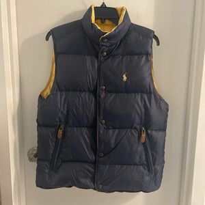 VTG Polo By Ralph Lauren med navy yellow Reversible down snap Clos puffer vest